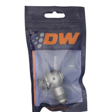 Load image into Gallery viewer, DeatschWerks 8AN ORB Male to 8AN Male Flare Low Profile 90-Degree Swivel - Anodized DW Titanium
