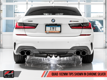 Load image into Gallery viewer, AWE Tuning 2019+ BMW M340i (G20) Non-Resonated Touring Edition Exhaust - Quad Chrome Silver Tips
