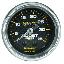 Load image into Gallery viewer, Autometer Carbon Fiber 52mm 35 PSI Mechanical Boost Gauge

