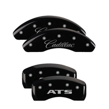 Load image into Gallery viewer, MGP 4 Caliper Covers Engraved Front Cadillac Engraved Rear ATS Black finish silver ch
