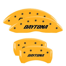 Load image into Gallery viewer, MGP 4 Caliper Covers Engraved Front &amp; Rear MGP Yellow Finish Black Char 2006 Dodge Charger
