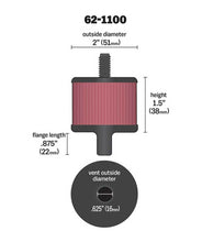 Load image into Gallery viewer, K&amp;N Steel Base Crankcase Vent Filter 0.5in Vent OD x 2in OD x 1.5in Height
