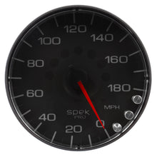 Load image into Gallery viewer, Autometer Spek-Pro Gauge Speedometer 5in 180 Mph Elec. Programmable Black/Black
