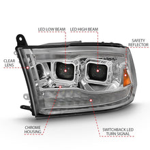 Load image into Gallery viewer, ANZO 2009-2018 Dodge Ram 1500 Led Projector Plank Style Switchback H.L Halo Chrome Amber (OE Style)
