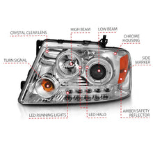Load image into Gallery viewer, ANZO 2004-2008 Ford F-150 Projector Headlights w/ Halo and LED Chrome
