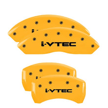 Load image into Gallery viewer, MGP 4 Caliper Covers Engraved Front &amp; Rear i-Vtec Yellow finish black ch
