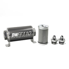 Load image into Gallery viewer, DeatschWerks Stainless Steel 6AN 10 Micron Universal Inline Fuel Filter Housing Kit (110mm)
