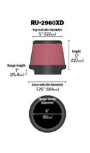Load image into Gallery viewer, K&amp;N Universal Tapered Filter 6in Flange ID x 7.5in Base OD x 5in Top OD x 5in Height
