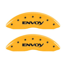 Load image into Gallery viewer, MGP 4 Caliper Covers Engraved Front &amp; Rear Envoy Yellow Finish Black Char 2009 GMC Envoy
