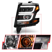 Load image into Gallery viewer, ANZO 2015-2020 Chevy Tahoe Projector Headlights Plank Style Black w/DRL
