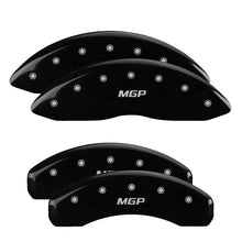 Load image into Gallery viewer, MGP 4 Caliper Covers Engraved Front &amp; Rear Style 2/Chrysler Wing Black finish silver ch
