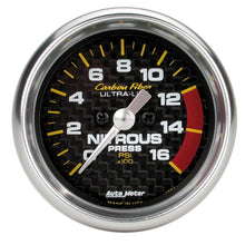 Load image into Gallery viewer, Autometer Carbon Fiber 52mm 0-1600 PSI Full Sweep Electronic Nitrous Pressure Gauge
