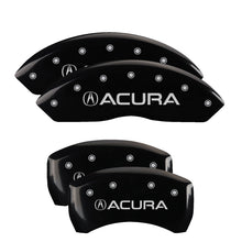 Load image into Gallery viewer, MGP 4 Caliper Covers Engraved Front &amp; Rear Acura Black finish silver ch
