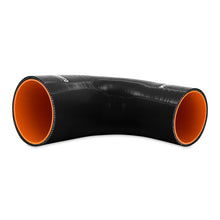 Load image into Gallery viewer, Mishimoto Silicone Reducer Coupler 90 Degree 3.5in to 4in - Black
