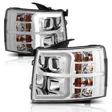 Load image into Gallery viewer, ANZO 07-13 Chevrolet Silverado 1500/2500/3500 Proj Headlights w/ Plank Style Switchback Chrome w/Amb
