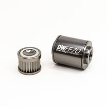 Load image into Gallery viewer, DeatschWerks Stainless Steel 10AN 10 Micron Universal Inline Fuel Filter Housing Kit (70mm)

