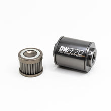 Load image into Gallery viewer, DeatschWerks Stainless Steel 8AN 100 Micron Universal Inline Fuel Filter Housing Kit (70mm)
