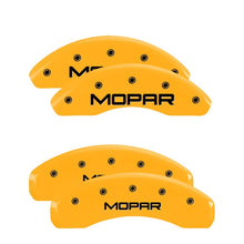 Load image into Gallery viewer, MGP 4 Caliper Covers Engraved Front &amp; Rear Mopar Yellow Finish Black Char 1999 Chrysler Prowler

