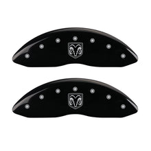 Load image into Gallery viewer, MGP 4 Caliper Covers Engraved Front RAM Engraved Rear RAMHEAD Black finish silver ch

