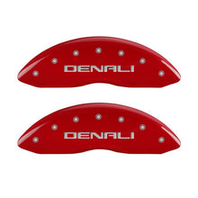 Load image into Gallery viewer, MGP 4 Caliper Covers Engraved Front &amp; Rear Denali Red Finish Silver Char 2018 GMC Canyon
