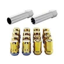 Load image into Gallery viewer, McGard SplineDrive Tuner 4 Lug Install Kit w/Locks &amp; Tool (Cone) M12x1.25 / 13/16 Hex - Gold (CS)
