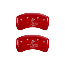 Load image into Gallery viewer, MGP Rear set 2 Caliper Covers Engraved Rear GT500 Shelby &amp; Cobra Red finish silver ch
