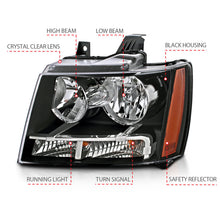 Load image into Gallery viewer, ANZO 2007-2014 Chevrolet Tahoe/Suburban Crystal Headlights Black
