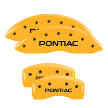 Load image into Gallery viewer, MGP 4 Caliper Covers Engraved Front Pontiac Rear Arrow Yellow Finish Black Char 2006 Pontiac G6
