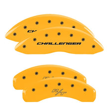 Load image into Gallery viewer, MGP 4 Caliper Covers Engrvd Front Block/Challenger Engrvd Rear Vintage Style/RT Yellow fnsh Blk ch

