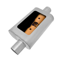 Load image into Gallery viewer, Gibson MWA Superflow Offset/Center Oval Muffler - 4x9x14in/3in Inlet/3in Outlet - Stainless
