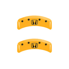 Load image into Gallery viewer, MGP 4 Caliper Covers Engraved Front Honda Rear H Logo Yellow Finish Black Char 2003 Honda Element
