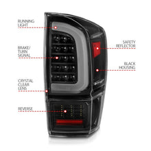 Load image into Gallery viewer, ANZO 16-21 Toyota Tacoma LED Tail Lights - w/ Light Bar Sequential Black Housing &amp; Clear Lens
