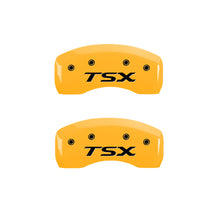 Load image into Gallery viewer, MGP 4 Caliper Covers Engraved Front Acura Rear TSX Yellow Finish Black Char 2005 Acura TSX
