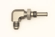 Load image into Gallery viewer, DeatschWerks 6AN Male Flare To 5/16in. Male Barb Bulkhead Adapter 90-Degree (Incl. Nut)
