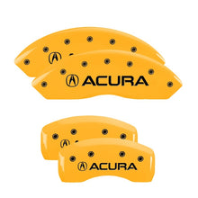 Load image into Gallery viewer, MGP 4 Caliper Covers Engraved Front &amp; Rear MGP Yellow Finish Black Characters 2003 Acura RSX

