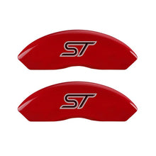 Load image into Gallery viewer, MGP 4 Caliper Covers Engraved Front &amp; Rear No bolts/ST Red finish silver ch
