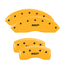 Load image into Gallery viewer, MGP 4 Caliper Covers Engraved Fr Challenger Rr Vintage RT Yellow Finish Black Char 06 Dodge Charger
