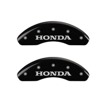 Load image into Gallery viewer, MGP 4 Caliper Covers Engraved Front Honda Rear H Logo Black Finish Silver Char 2017 Honda Civic
