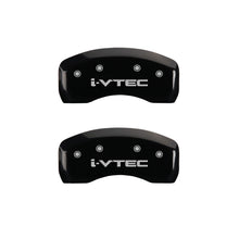 Load image into Gallery viewer, MGP 4 Caliper Covers Engraved Front &amp; Rear I-Vtec Black Finish Silver Char 2016 Acura ILX
