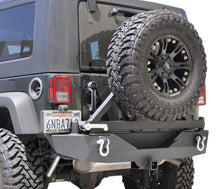 Load image into Gallery viewer, DV8 Offroad 07-18 Jeep Wrangler JK Rear Aluminum Bumper w/ Tire Carrier - Black
