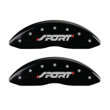 Load image into Gallery viewer, MGP 4 Caliper Covers Engraved Front &amp; Rear SPORT Black finish silver ch
