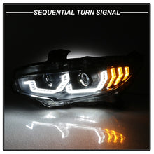 Load image into Gallery viewer, Spyder 16-18 Honda Civic 4Dr w/LED Seq Turn Sig Lights Proj Headlight - Black - PRO-YD-HC16-SEQ-BK
