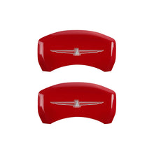 Load image into Gallery viewer, MGP 4 Caliper Covers Engrvd Front No bolts/Tbird Engrvd Rear/Tbird Emblem Red fnsh slvr ch

