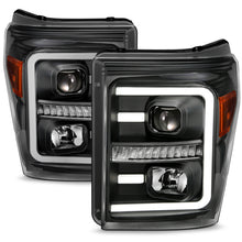 Load image into Gallery viewer, ANZO 2011-2016 Ford F250 Projector Headlights w/ Plank Style Switchback Black w/ Amber
