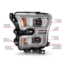 Load image into Gallery viewer, ANZO 15-17 Ford F-150 LED Projector Headlights - w/ Light Bar Switchback Chrome Housing
