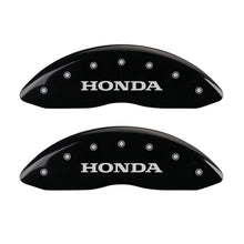 Load image into Gallery viewer, MGP 4 Caliper Covers Engraved Front Honda Engraved Rear H Logo Black finish silver ch
