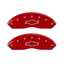 Load image into Gallery viewer, MGP Front set 2 Caliper Covers Engraved Front Bowtie Red finish silver ch
