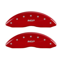 Load image into Gallery viewer, MGP Front set 2 Caliper Covers Engraved Front MGP Red finish silver ch
