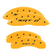 Load image into Gallery viewer, MGP 4 Caliper Covers Engraved Front &amp; Rear SRT8 Yellow finish black ch
