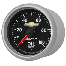 Load image into Gallery viewer, AutoMeter Gauge Oil Press 2-1/16in. 100PSI Digital Stepper Motor Chevy Gold Bowtie
